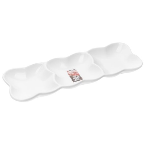 Блюдо 3-х секционное керамическое, 29.5х10х2.5 см, серия ASIAN, белое, PERFECTO LINEA