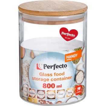 Банка для сыпучих продуктов стеклянная 800 мл, серия Handy, PERFECTO LINEA