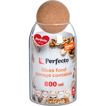 Банка для сыпучих продуктов стеклянная 800 мл, серия Handy, PERFECTO LINEA