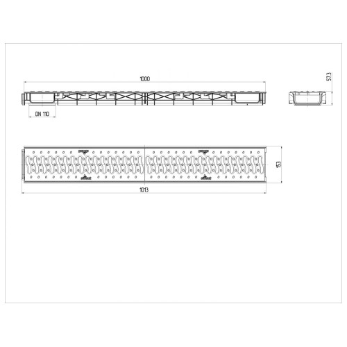 Лоток LITE 100 h56 с решеткой пластиковой, кл. А15 (черный), Ecoteck, РБ