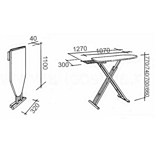 Доска гладильная Basic 3 (ДСП 1070х300 мм), с подставкой под утюг, PERFECTO LINEA