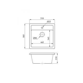 Мойка кухонная из искусственного камня STAR гранит 510х505 мм, AV Engineering