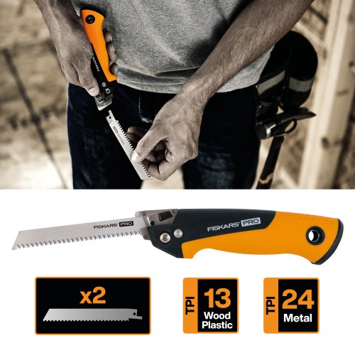Пила универсальная складная PowerTooth 150мм 2 лезвия FISKARS