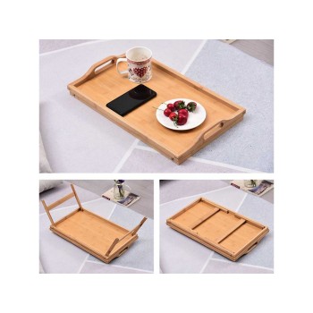 Поднос-столик бамбуковый с ручками, прямоугольный, 50,5х30 см, BAMBOO, PERFECTO LINEA