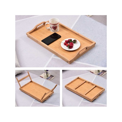 Поднос-столик бамбуковый с ручками, прямоугольный, 50,5х30 см, BAMBOO, PERFECTO LINEA