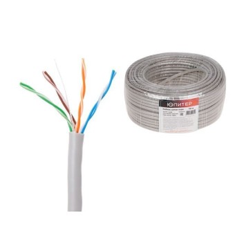 Кабель витая пара U/UTP Cat5E 4х2х24AWG (0.51мм) 50м, медь, внутр. (ПВХ) Юпитер