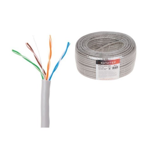 Кабель витая пара U/UTP Cat5E 4х2х24AWG (0.51мм) 50м, медь, внутр. (ПВХ) Юпитер