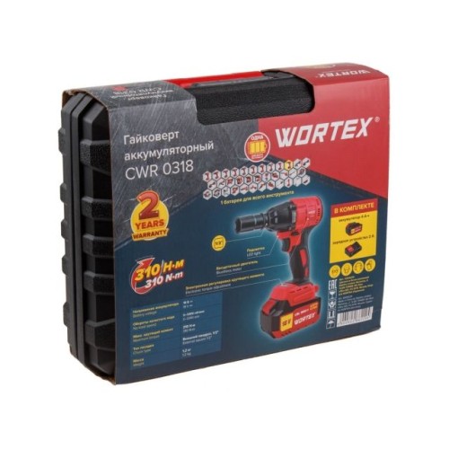 Аккум. ударный гайковерт WORTEX CWR 0318 акб и зу 18 В, 310 Н*м, 1/2