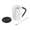 Кружка керамическая с крышкой и ложкой, 380 мл., Simple lines, PERFECTO LINEA