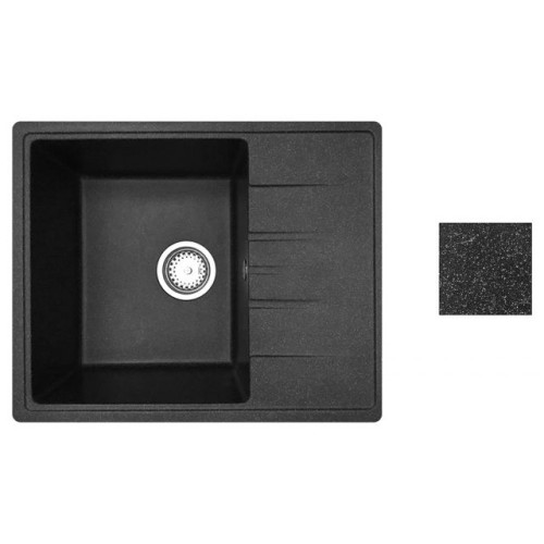 Мойка кухонная из искусственного камня PLATINUM черный 570х465 мм, AV Engineering