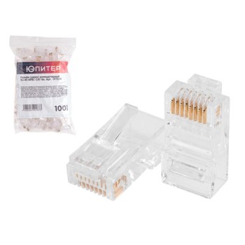 Разъем (джек) компьютерный RJ-45 8P8C CAT 6e (100 шт.) Юпитер
