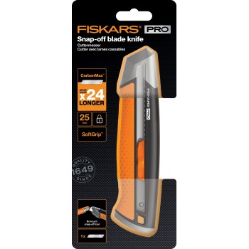 Нож с выдвижным, сменным лезвием 25мм CarbonMax FISKARS