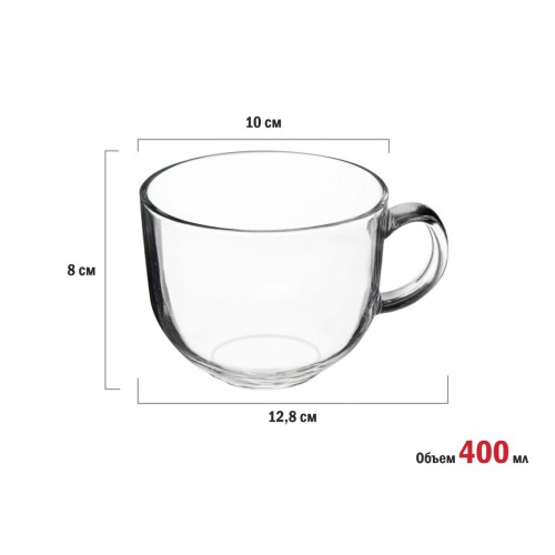 Кружка-бульонница стеклянная, 400 мл, Clear, PERFECTO LINEA