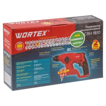 Аккум. перфоратор WORTEX CRH 1810 ALL1 XLT SOLO БЕСЩЕТ., 18 В, 1.2 Дж, 20 мм