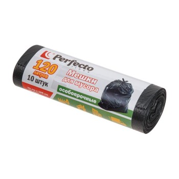 Мешки для мусора особопрочные, 120 л, 10 шт., PERFECTO LINEA