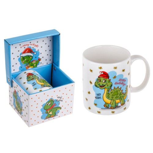 Кружка керамическая, в кор., 360 мл., CHRISTMAS DRAGON-1, PERFECTO LINEA