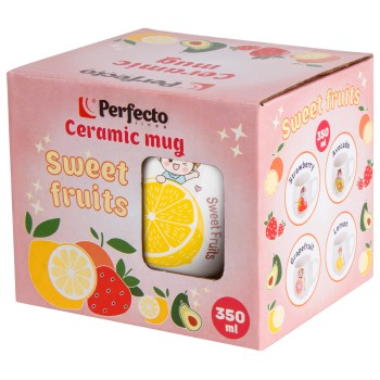 Кружка керамическая, 350 мл, Sweet fruits, лимон, PERFECTO LINEA