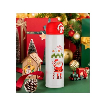 Термос, 480 мл, нержавеющая сталь, MERRY CHRISTMAS, белый, PERFECTO LINEA