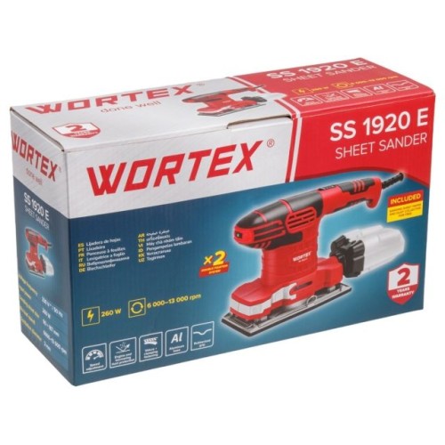 Виброшлифмашина WORTEX SS 1920 E 260 Вт, 90х187 мм, 6000-13000 кол/мин