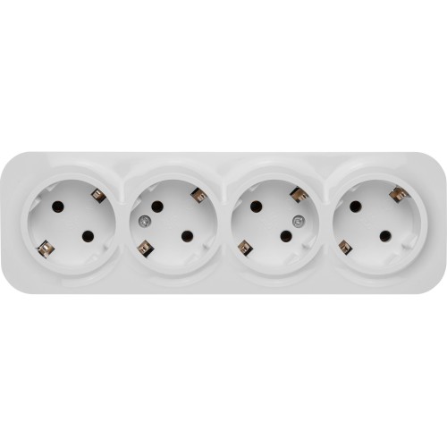 Розетка 4-ая (открытая, с/з) белая, Bailly, LEIDEN ELECTRIC