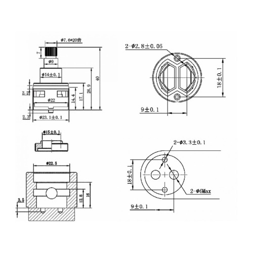 Картридж-дивертор D22 для смесителя, тип E, AV Engineering