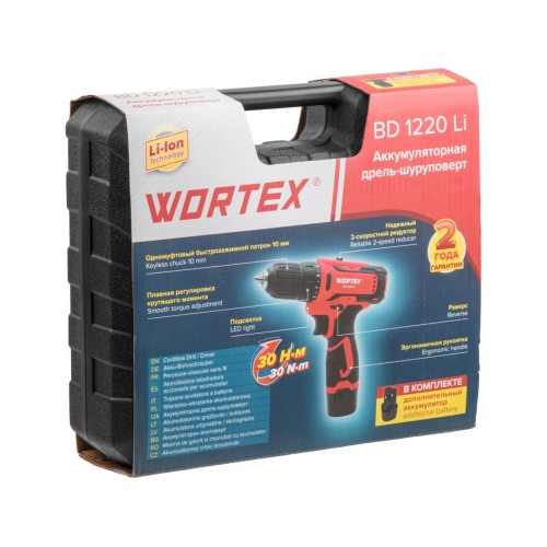 Аккум. дрель-шуруповерт WORTEX BD 1220 Li 12 В