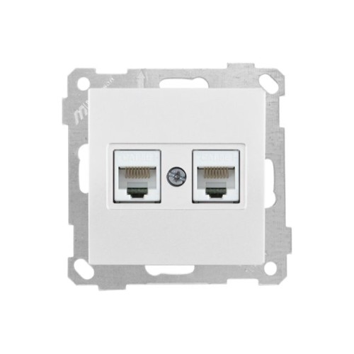 Розетка компьютерная 2xRJ45 (Cat5e) белая, ELITRA, MUTLUSAN