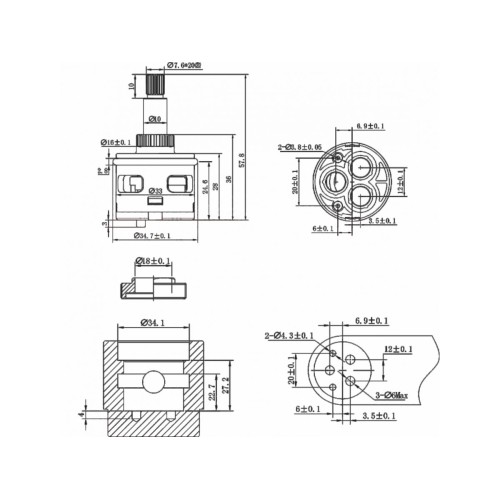Картридж-дивертор D33 для смесителя, тип F, AV Engineering