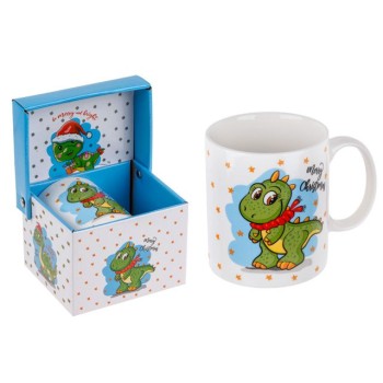 Кружка керамическая, в кор., 360 мл., CHRISTMAS DRAGON-2, PERFECTO LINEA