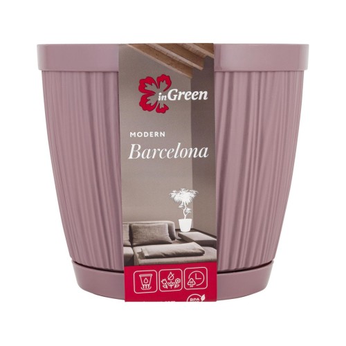 Горшок для цветов с прикорневым поливом, 1,8 л., Barcelona, морозная слива, InGreen