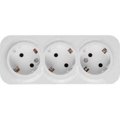 Розетка 3-ая (открытая, с/з) белая, Bailly, LEIDEN ELECTRIC