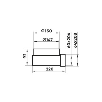 Колено воздуховода 823 плоск/кругл. каналов 204х60/150 мм ZERNBERG