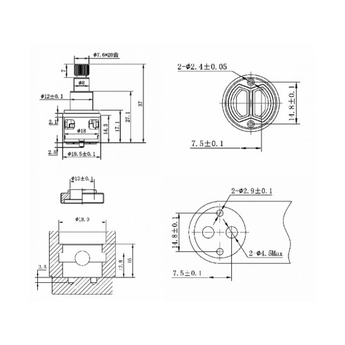 Картридж-дивертор D18 для смесителя, тип E, AV Engineering