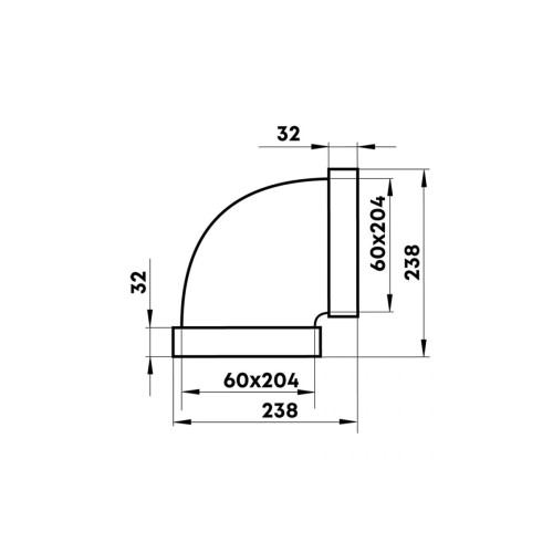 Колено воздуховода 8281 горизонт. 90 (60х204мм) ZERNBERG