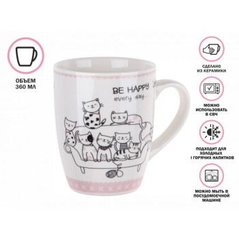 Кружка керамическая, 360 мл., ANIMAL FRIENDS-4, PERFECTO LINEA