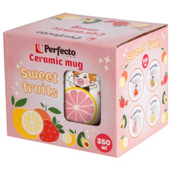 Кружка керамическая, 350 мл, Sweet fruits, грейпфрут, PERFECTO LINEA