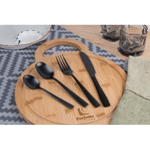 Набор столовых приборов, 24 шт., черный матовый, серия Majestic, PERFECTO LINEA