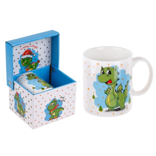 Кружка керамическая, в кор., 360 мл., CHRISTMAS DRAGON-4, PERFECTO LINEA