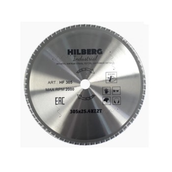 Диск пильный 305x25,4 мм 72 зуб.по металлу Hilberg Industrial