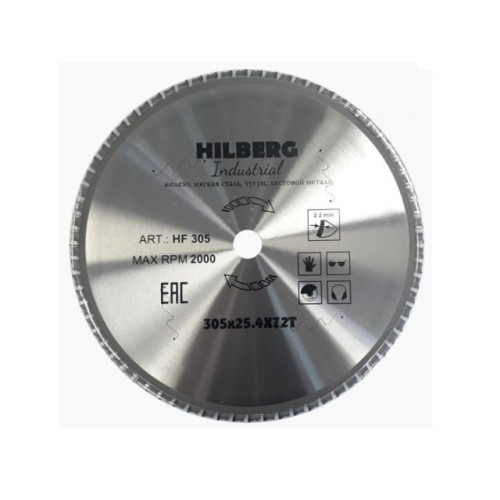 Диск пильный 305x25,4 мм 72 зуб.по металлу Hilberg Industrial