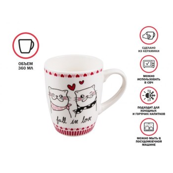 Кружка керамическая, 360 мл., LOVE KITTY-3, PERFECTO LINEA