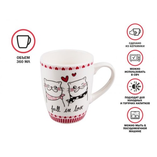 Кружка керамическая, 360 мл., LOVE KITTY-3, PERFECTO LINEA