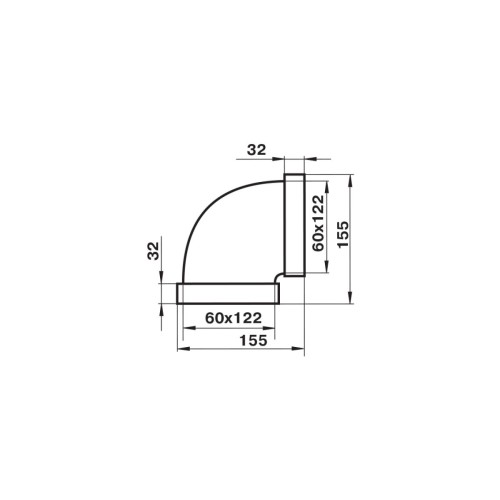 Колено воздуховода 7271 горизонт. 90 (60х120мм) ZERNBERG