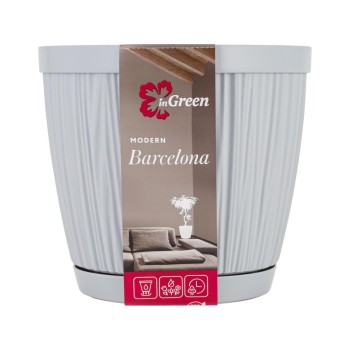 Горшок для цветов с прикорневым поливом, 1,8 л., Barcelona, утренний туман, InGreen