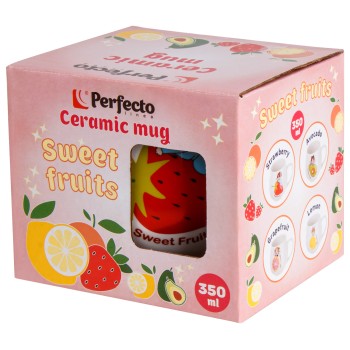 Кружка керамическая, 350 мл, Sweet fruits, клубника, PERFECTO LINEA