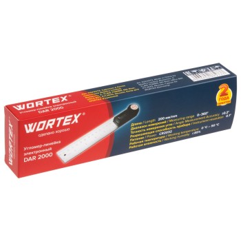 Угломер-линейка электронный WORTEX DAR 2000 в кор. +-0,2°, 200 мм