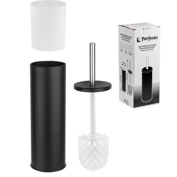 Ершик с подставкой, черный, нержавеющая сталь, PERFECTO LINEA