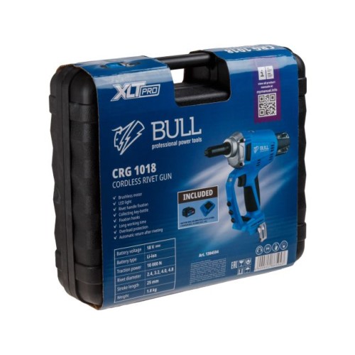 Аккум. заклепочный пистолет BULL CRG 1018, 25 мм, 10000 Н, 1х4 А*ч