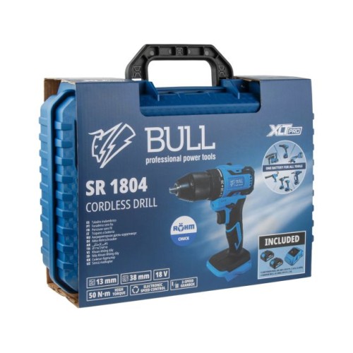 Аккум. дрель-шуруповерт BULL SR 1804 R-series, 50 Н*м, 2х4 А*ч