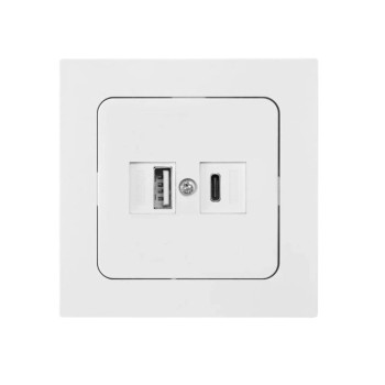 Розетка с двумя USB-разъемами (скрытая) белая, Astrum BYLECTRICA